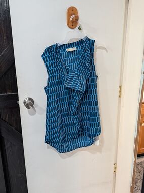 MICHAEL Michael Kors Blue Geometric Ruffle-Detail Camisole